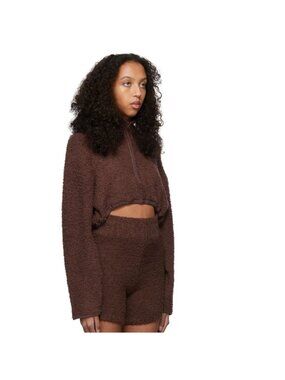 Skims Cozy Knit Cropped Pullover Soft 1/2 Zip Garnet Burgundy Sweatshirt 2X 3X